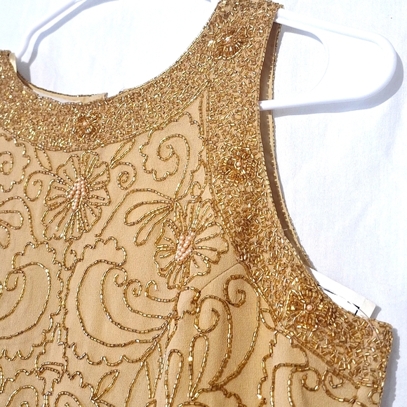 Vintage Gold-Beaded Formal Floral Crop Blouse, sz 4, NWT - Picture 4 of 11